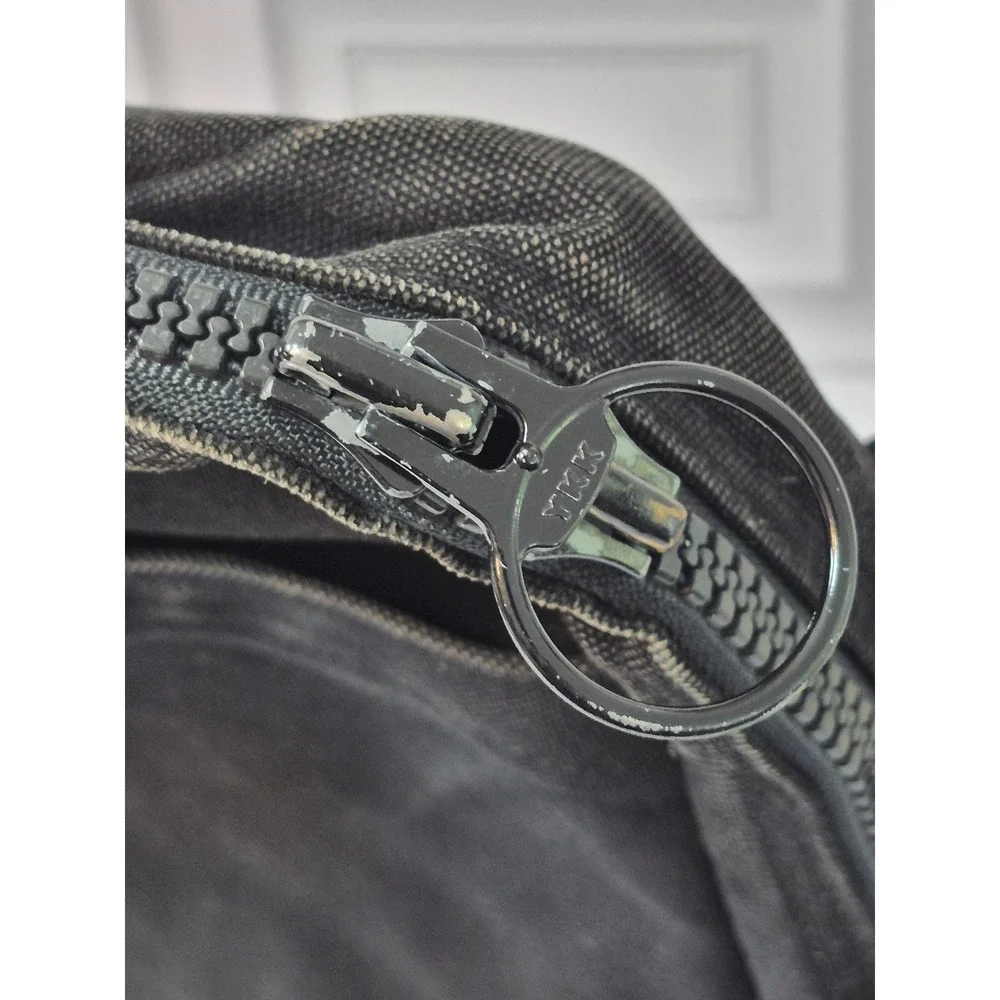 Lands End Square Rigger Black Canvas Briefcase Messenger Bag Mens YKK Zipper